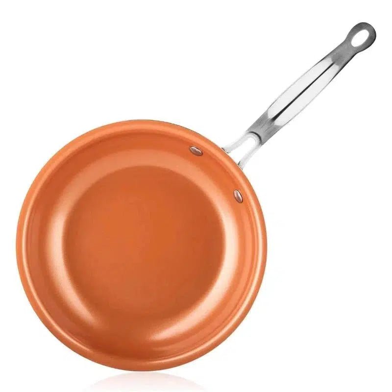 Orange ceramic frying pan