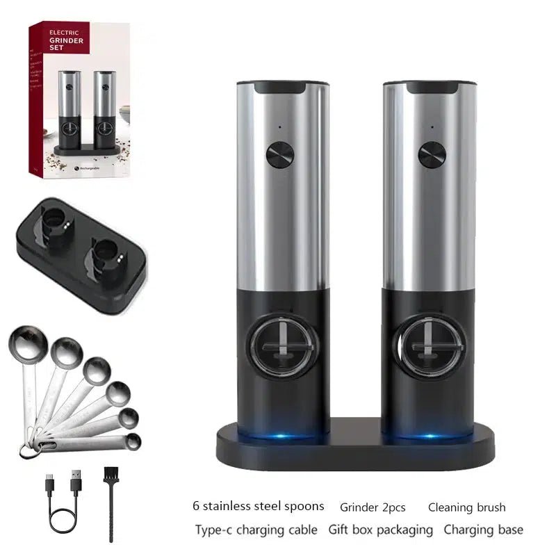 Rechargeable salt and pepper grinder