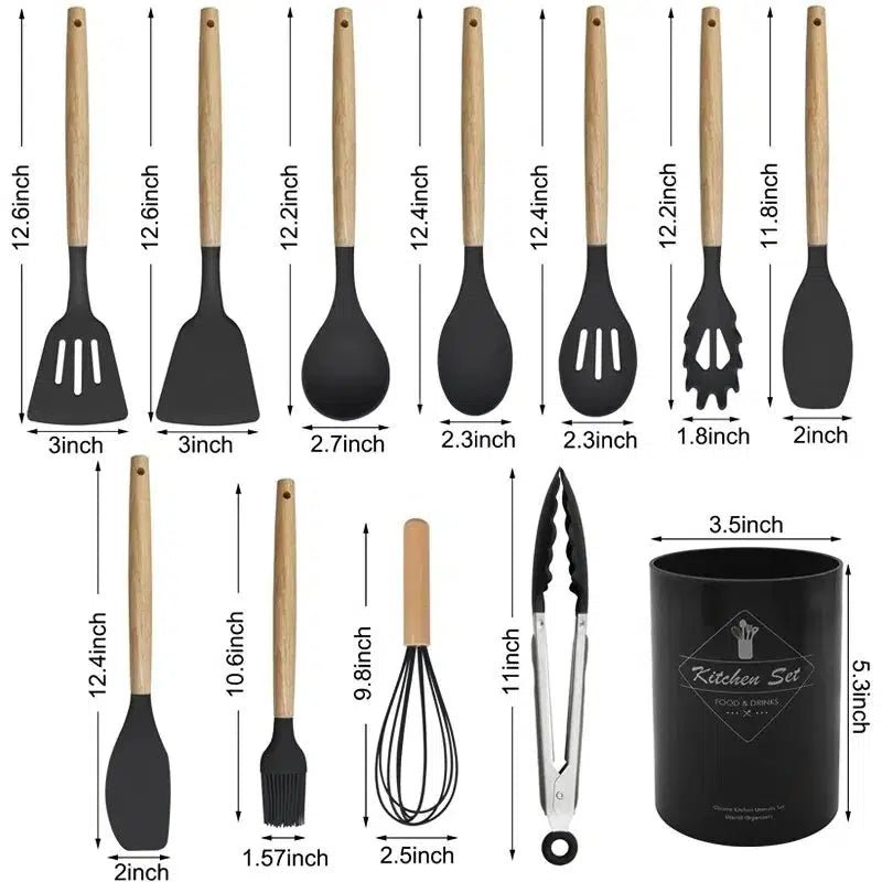 12-Piece Silicone Kitchen Utensils Set