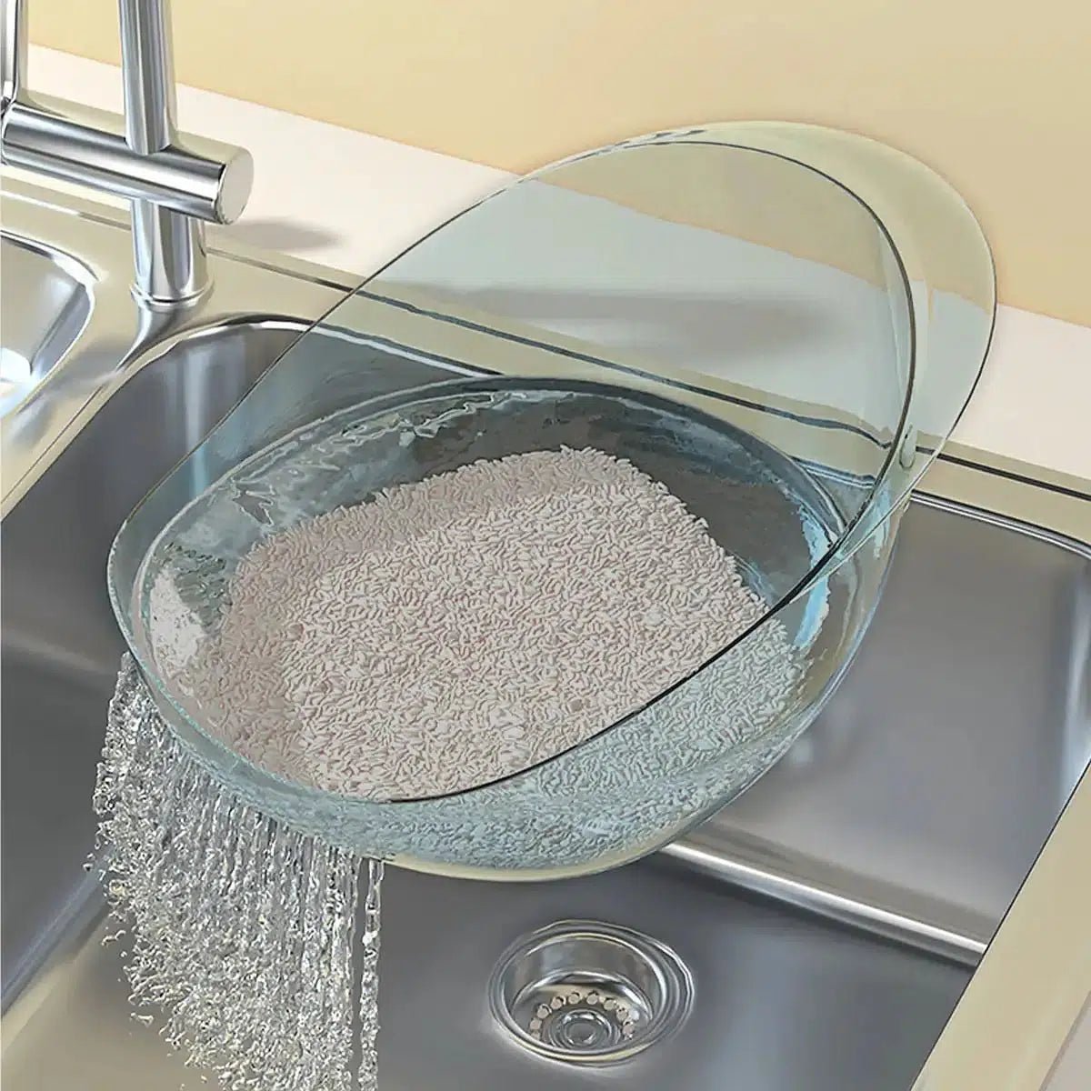 Clear rice washing colander 